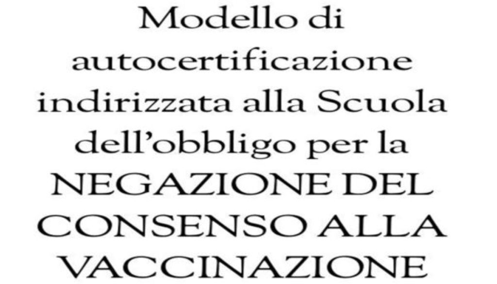 SCARICA MODELLO AUTOCERTIFICAZIONE VACCINI DA